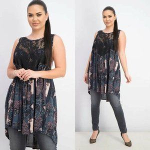 Free People Count Me In Trapeze Top Hot Blk Combo